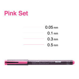 Multiliner Set Pink 0.5, 0.3, 0.1, 0.05